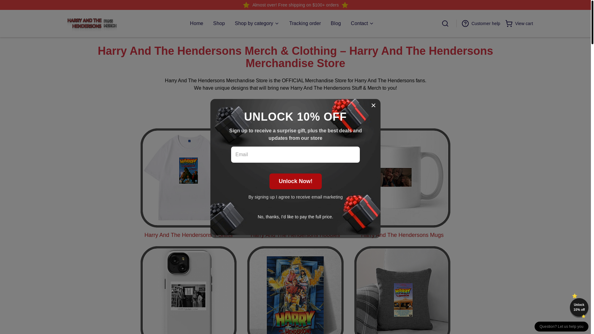 website screenshot of https://harryandthehendersons.shop/