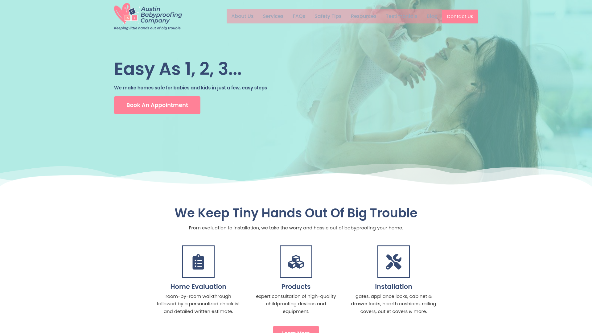 website screenshot of https://austinbabyproofing.com