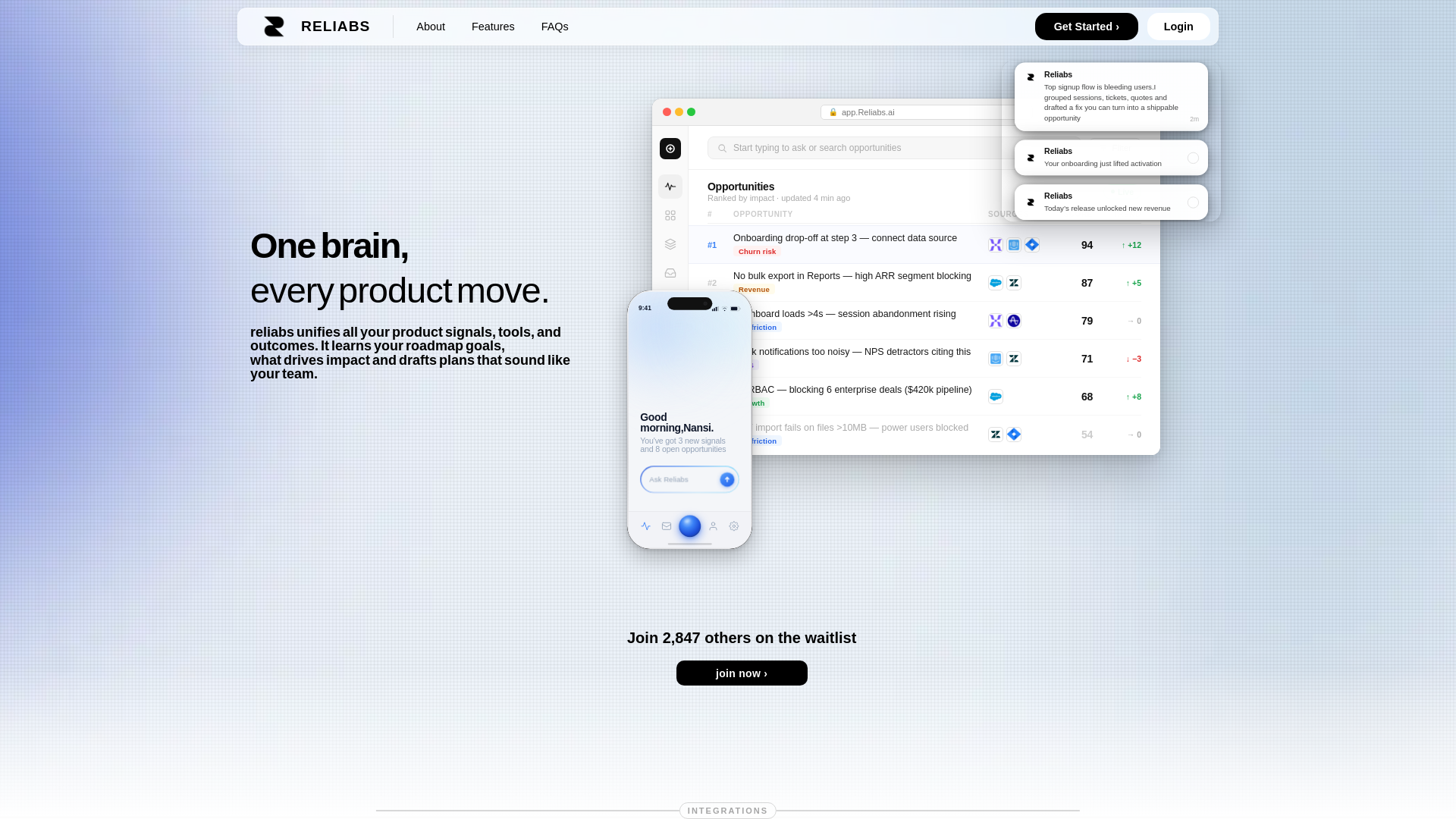 website screenshot of https://reliabs.in/