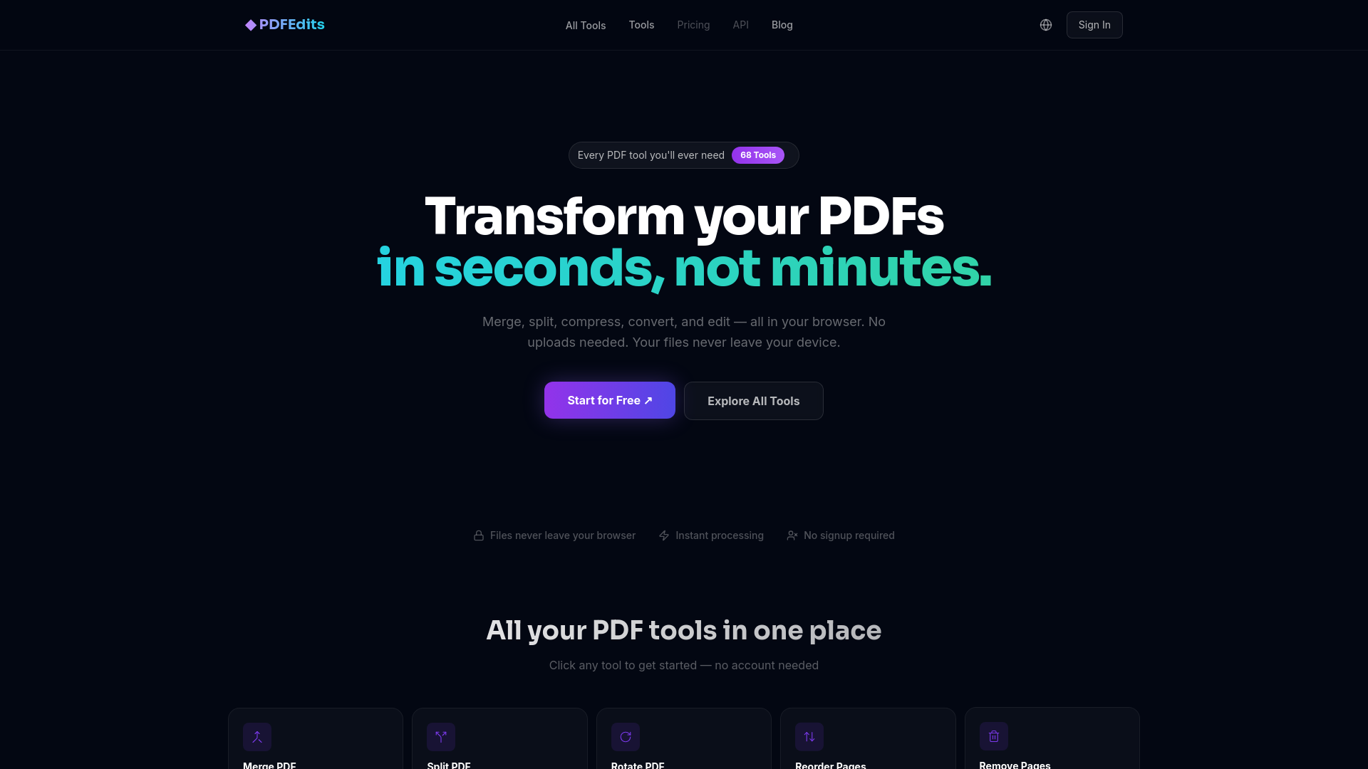 website screenshot of https://pdfedits.net/