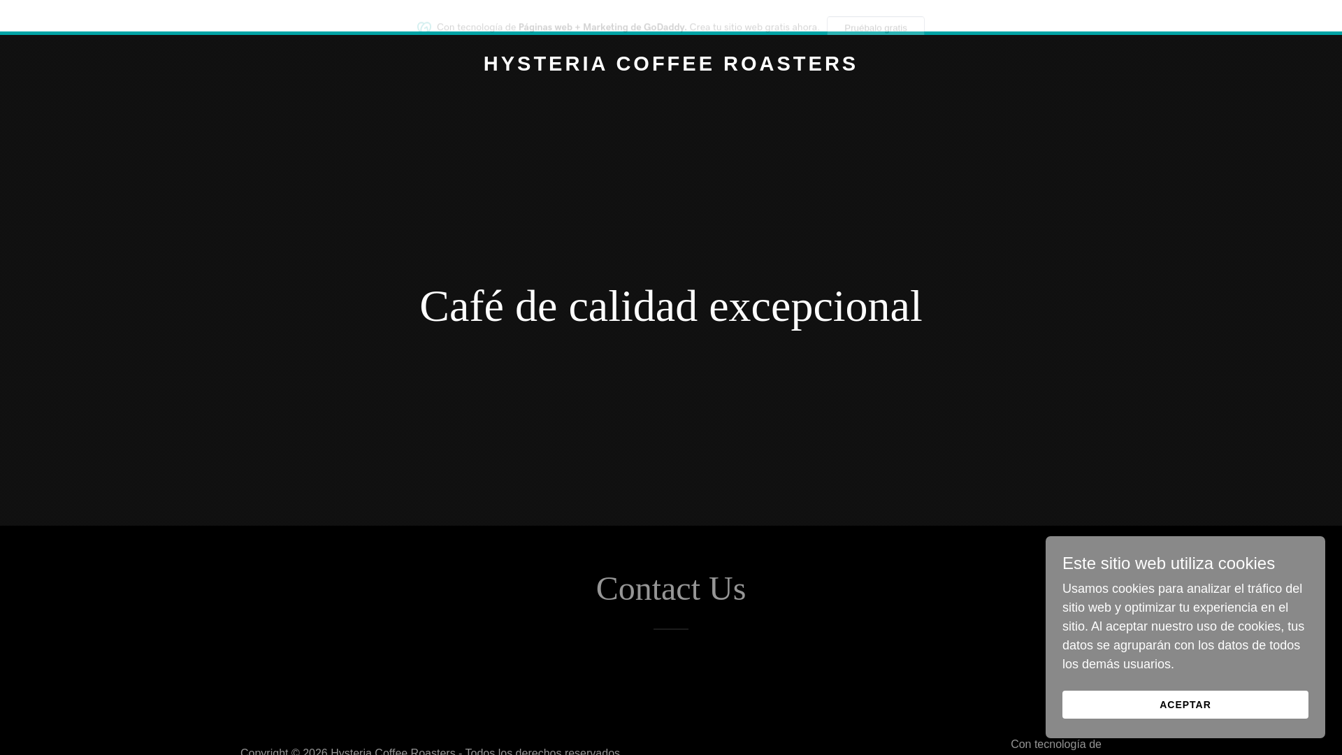 website screenshot of https://hysteriacoffeeroasters.com/