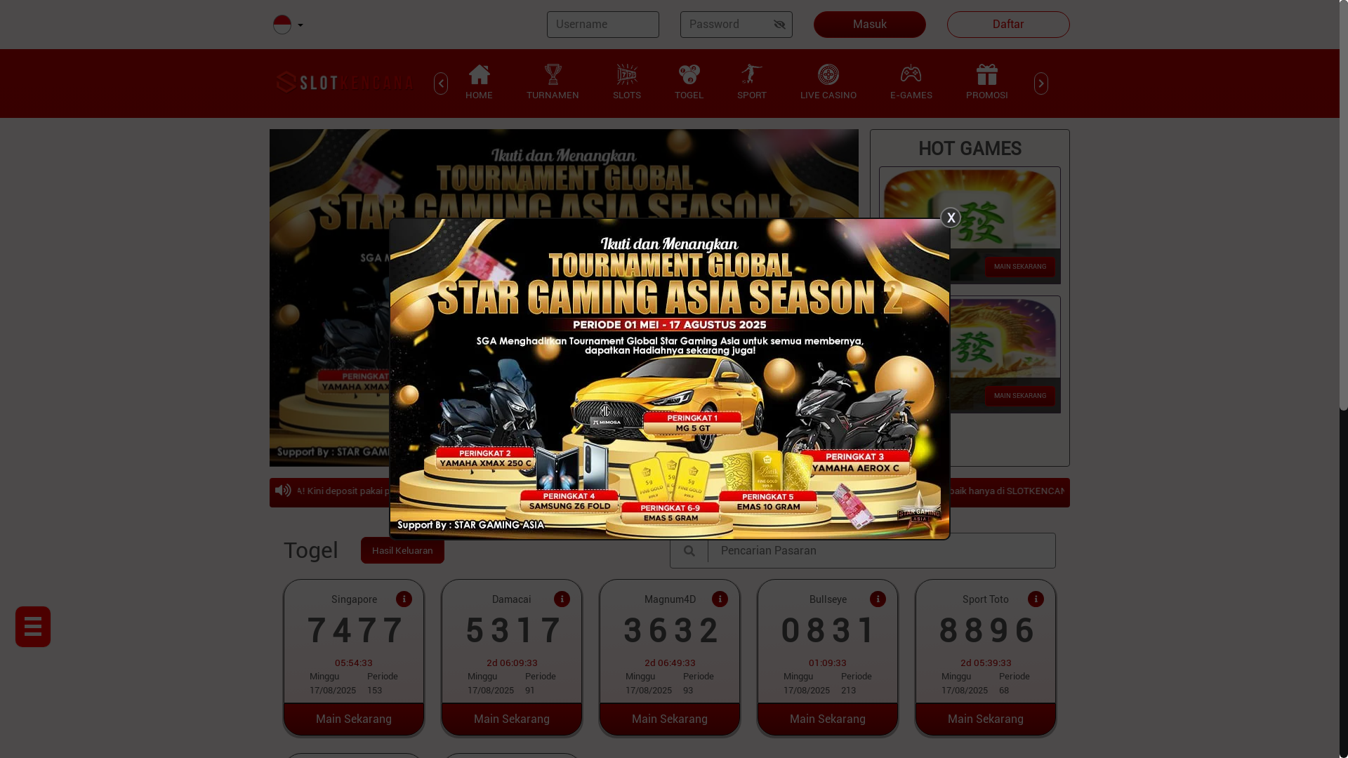 website screenshot of https://pesonakencana.vip/