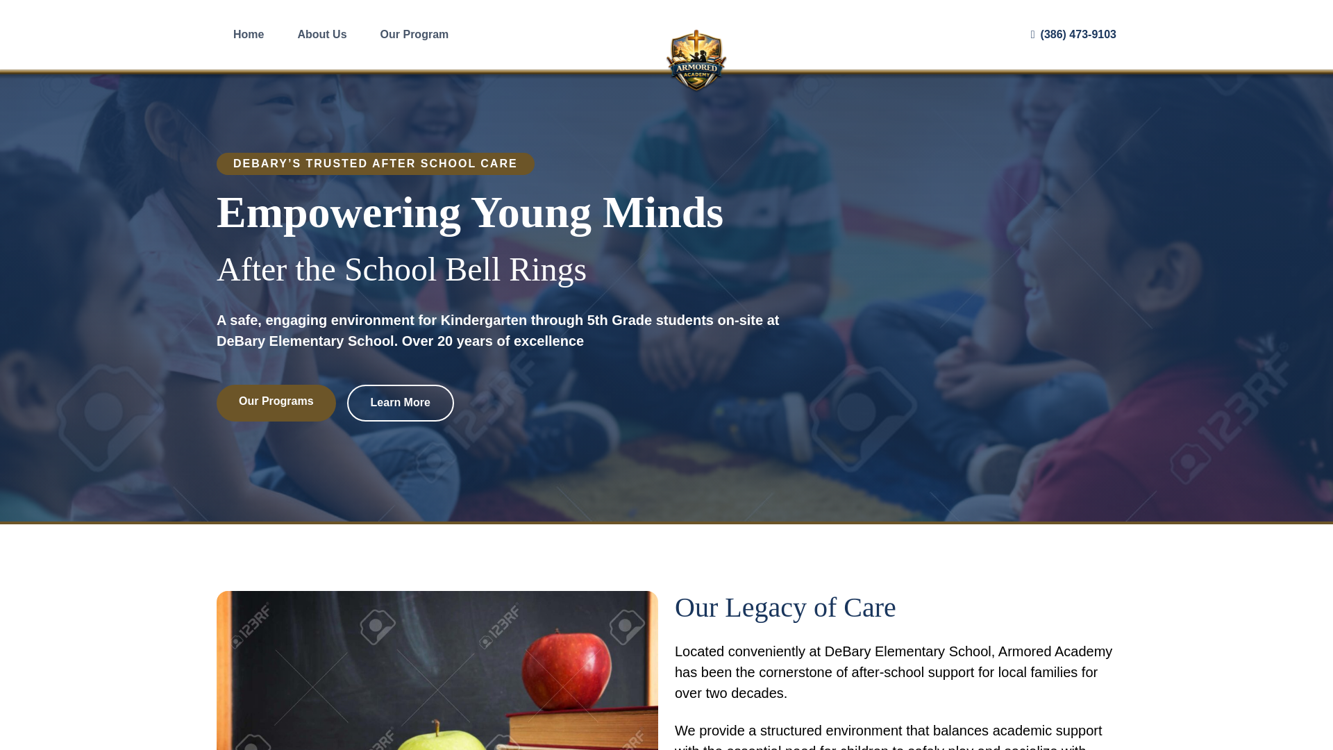 website screenshot of https://armoredacademyfl.com/