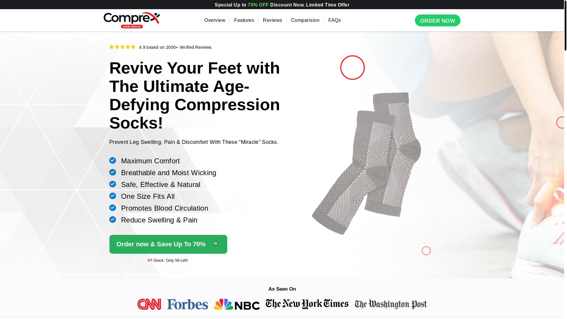 website screenshot of https://comprexsleeves.us/
