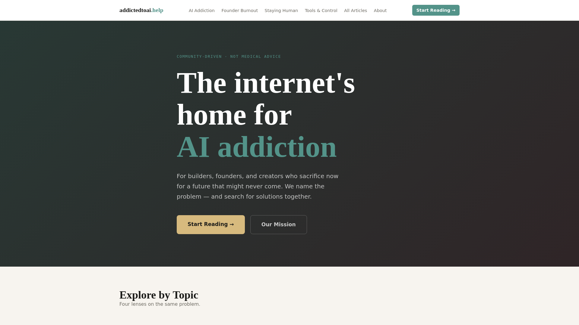 website screenshot of https://addictedtoai.help/