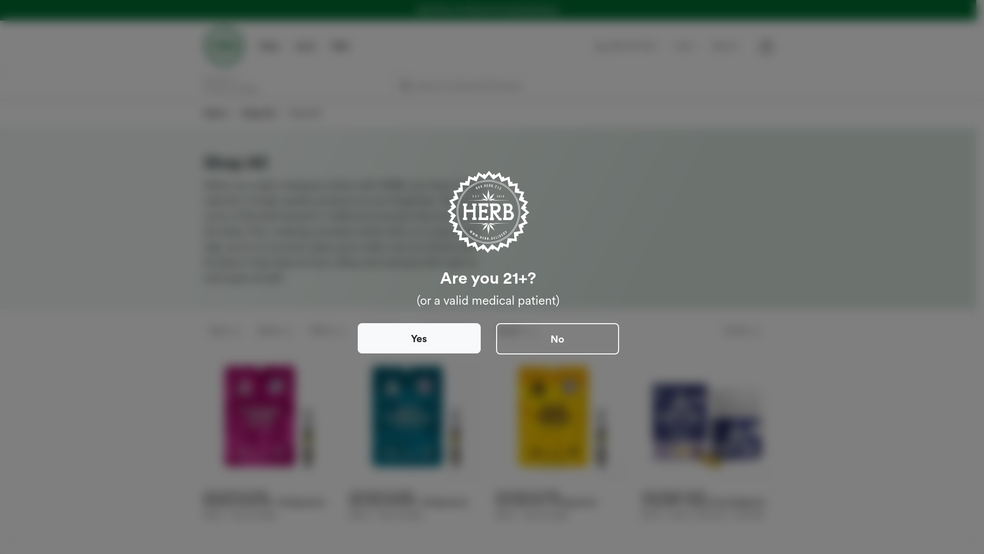 website screenshot of https://herb.delivery/store/t/all