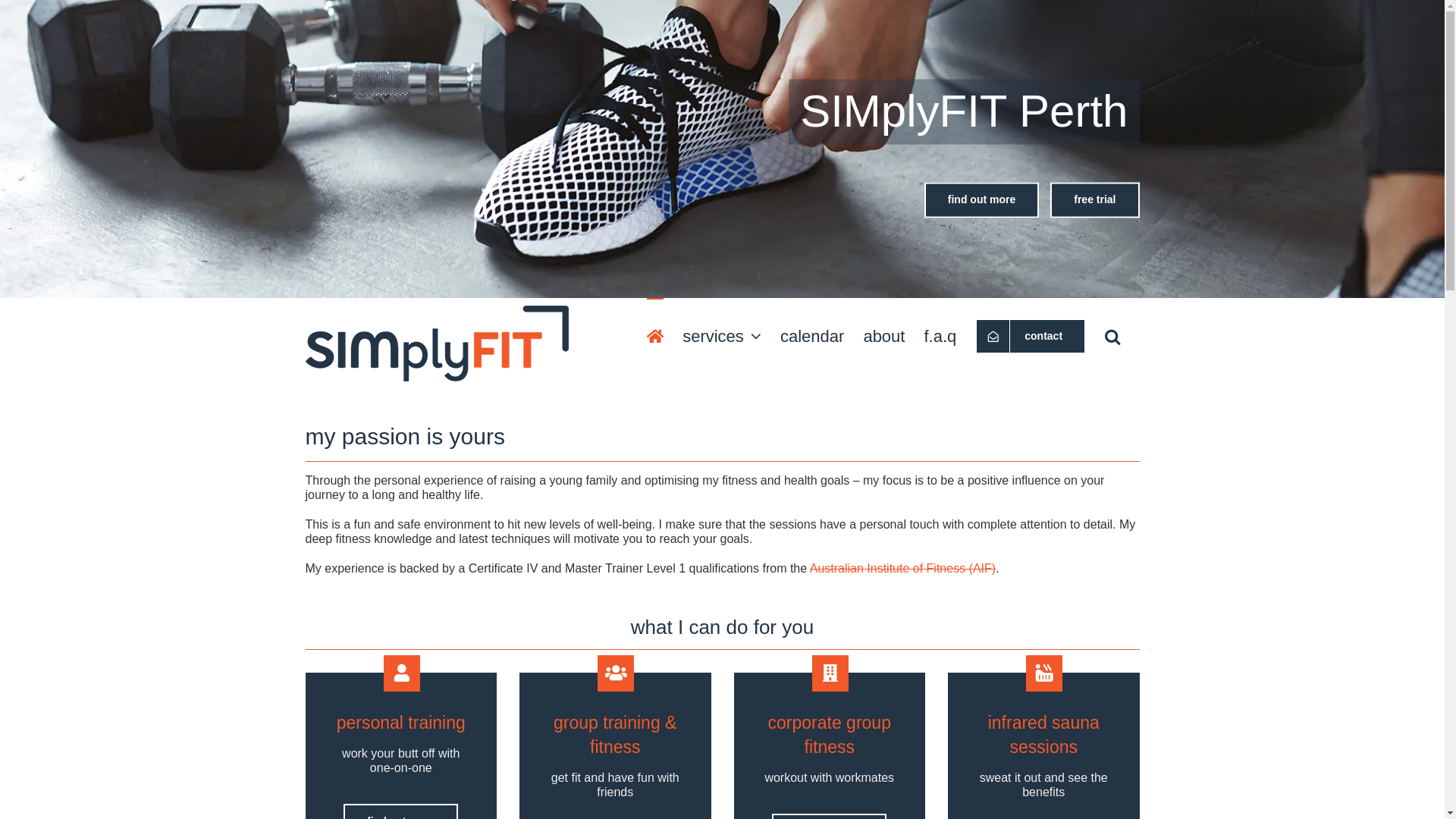 website screenshot of https://simplyfitperth.online/