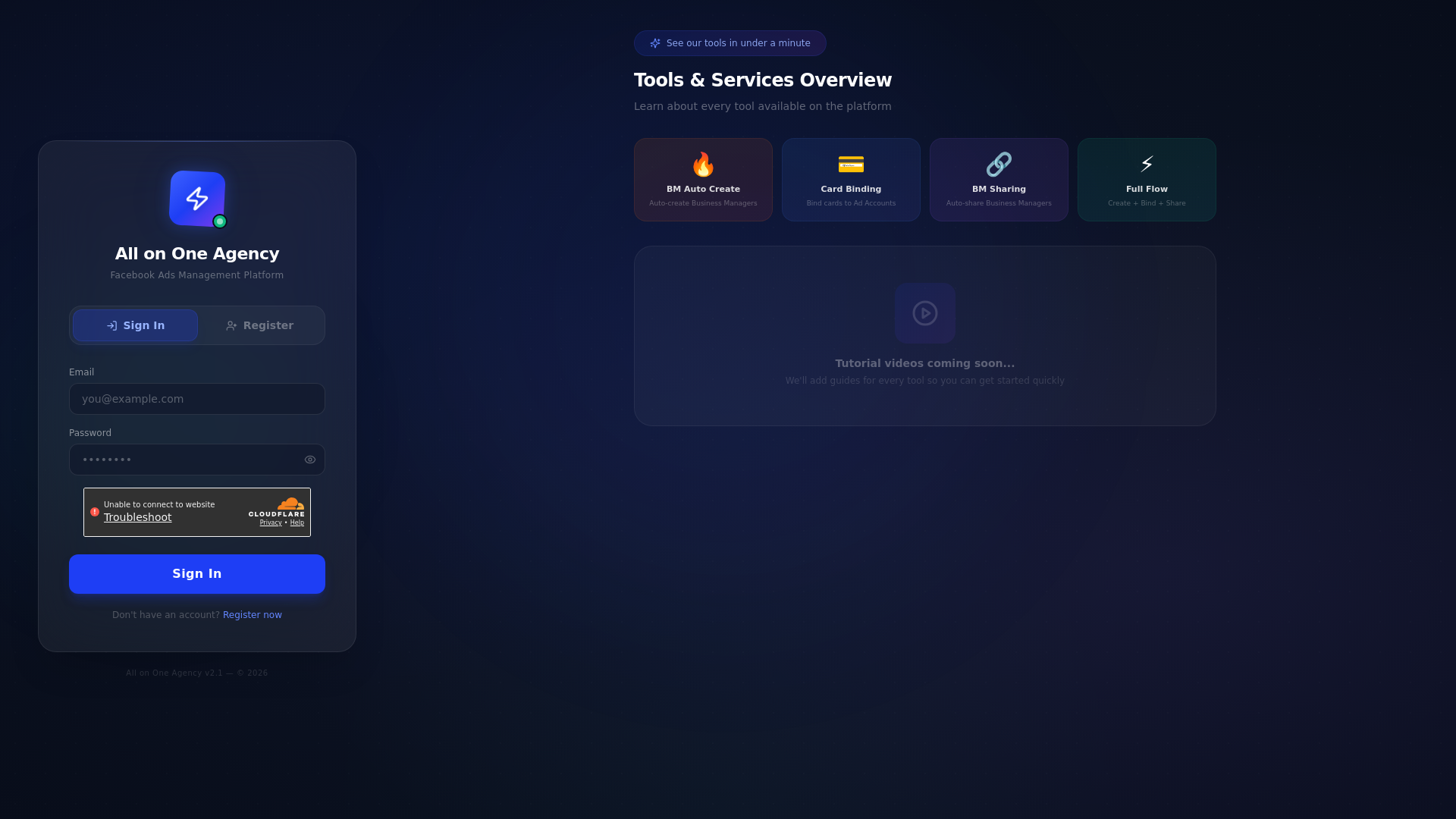 website screenshot of https://all-on-one-agency-50j.pages.dev/