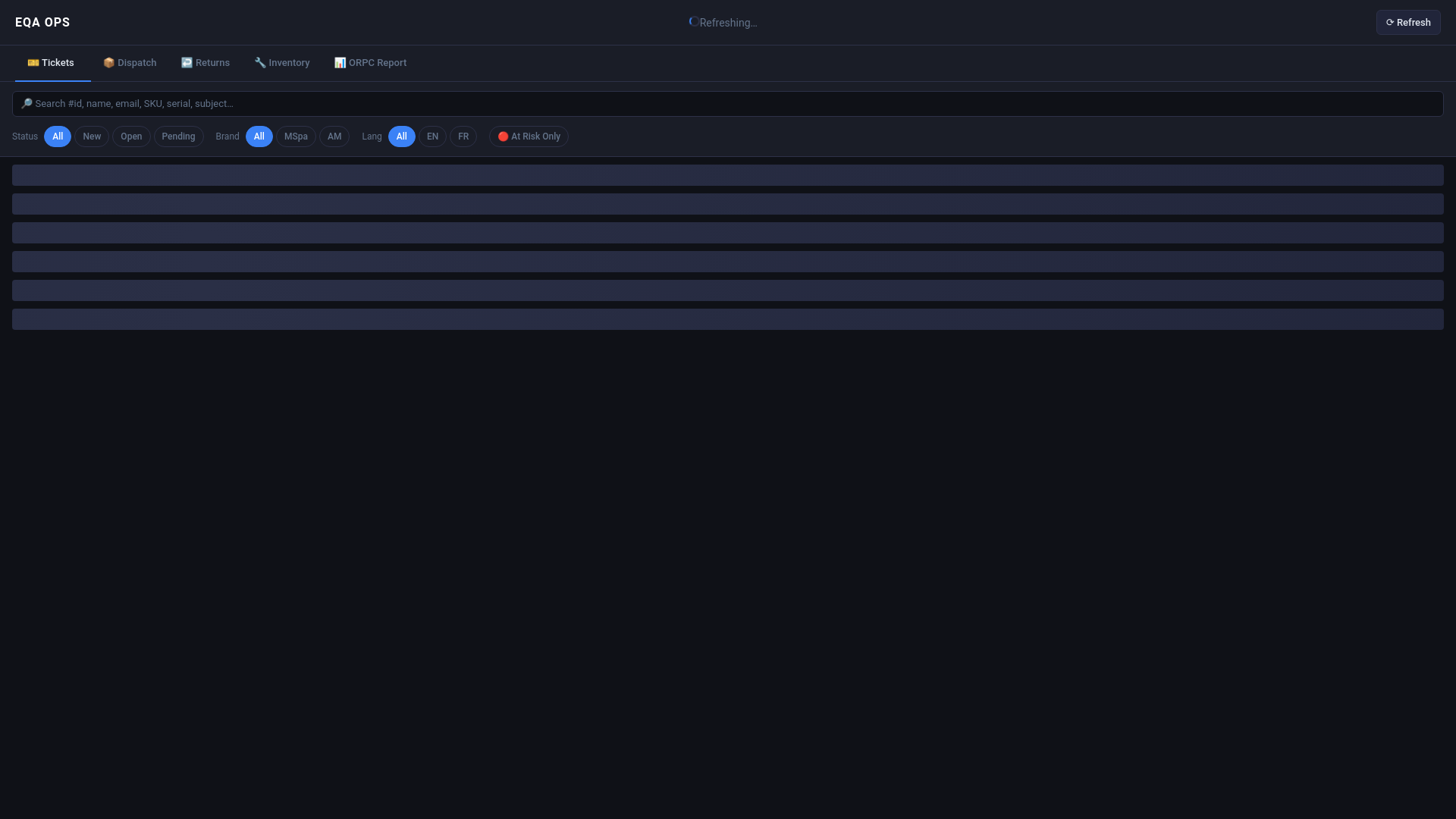 website screenshot of https://eqa-dashboard.pages.dev/