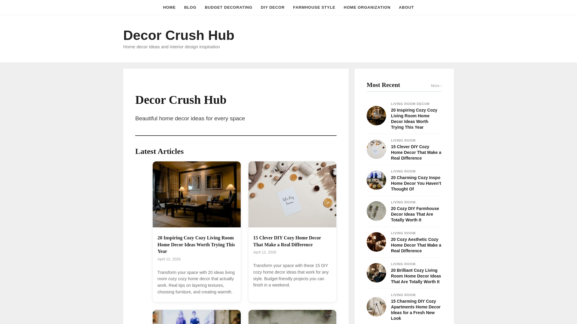 website screenshot of https://decorcrushhub.com/