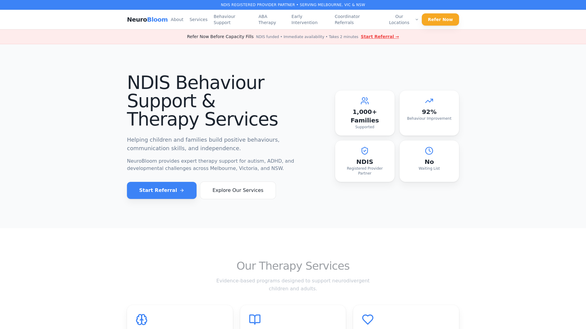 website screenshot of https://neurobloom.au/