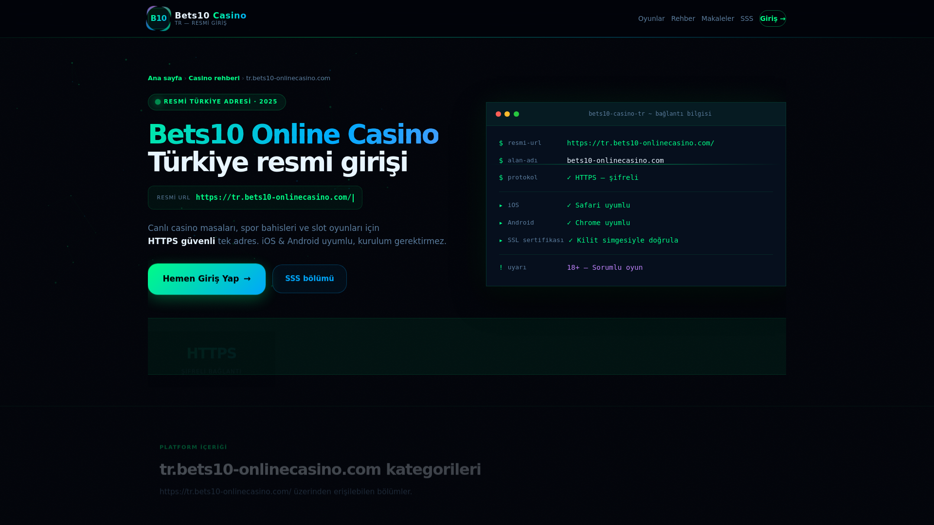 website screenshot of https://tr.bets10-onlinecasino.com
