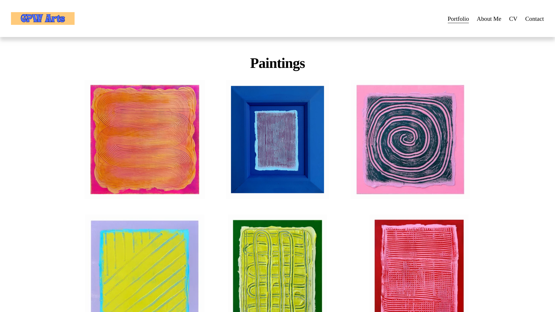 website screenshot of https://cpwfinearts.com/