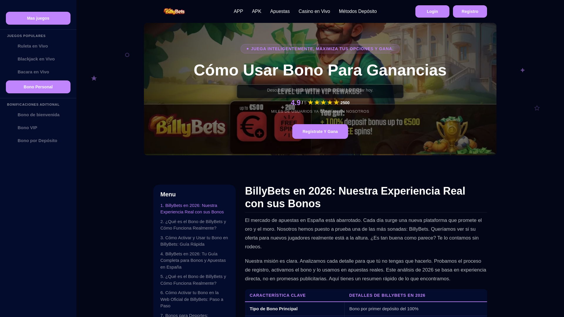 website screenshot of https://billybets-bonos-espana.com