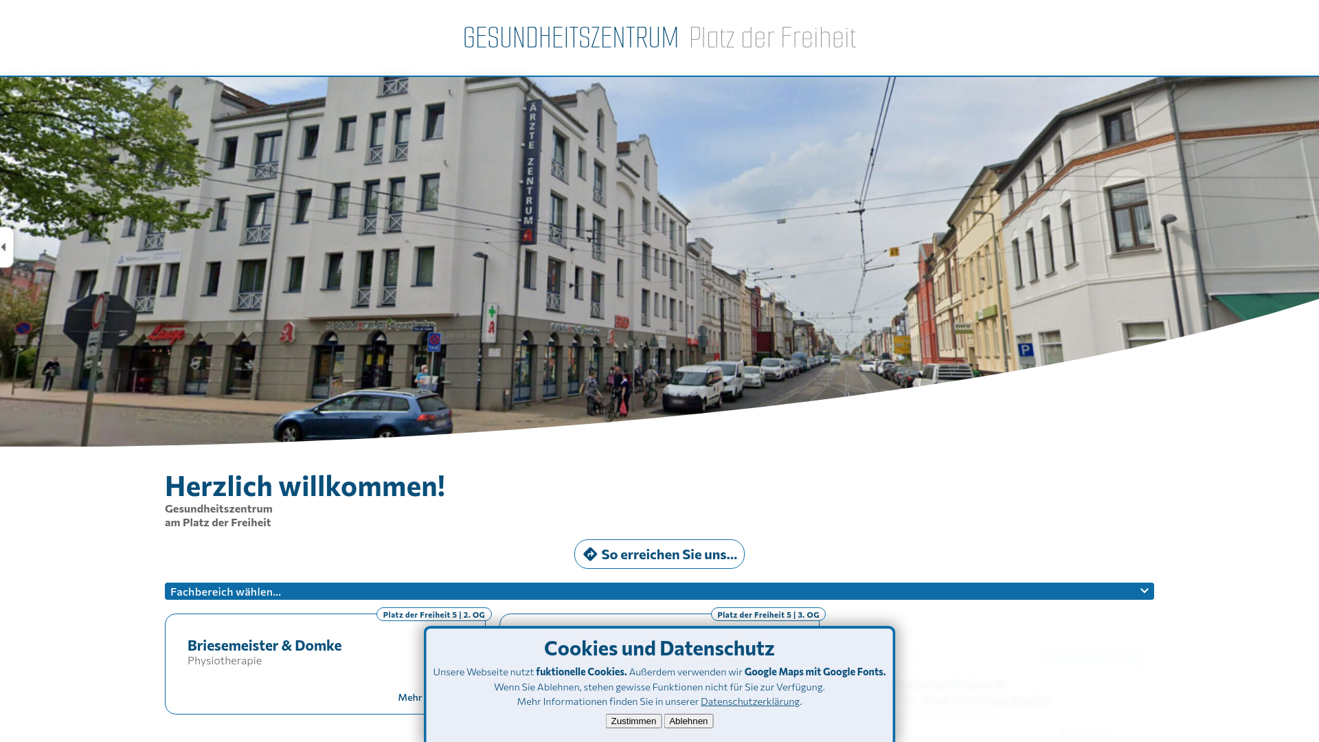 website screenshot of https://gesundheitszentrum-platzderfreiheit.de/