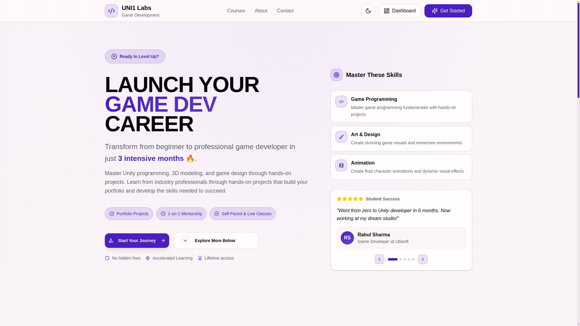 website screenshot of https://uni1labs-frontend.pages.dev/