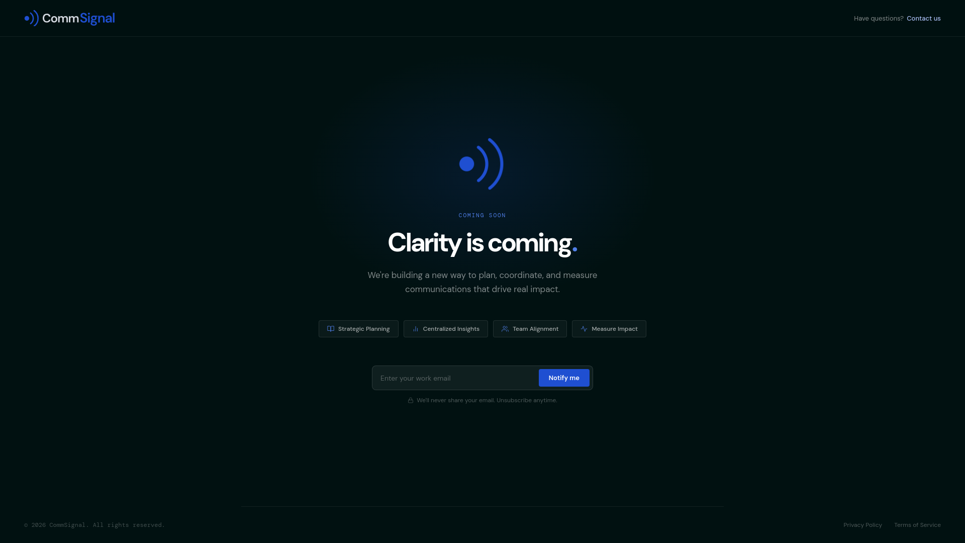 website screenshot of https://commsignal.ai/