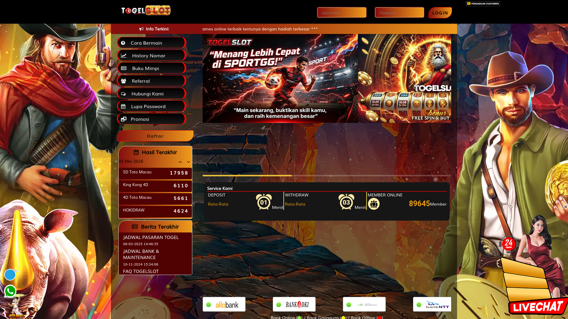 website screenshot of https://togelslot15261.xyz/