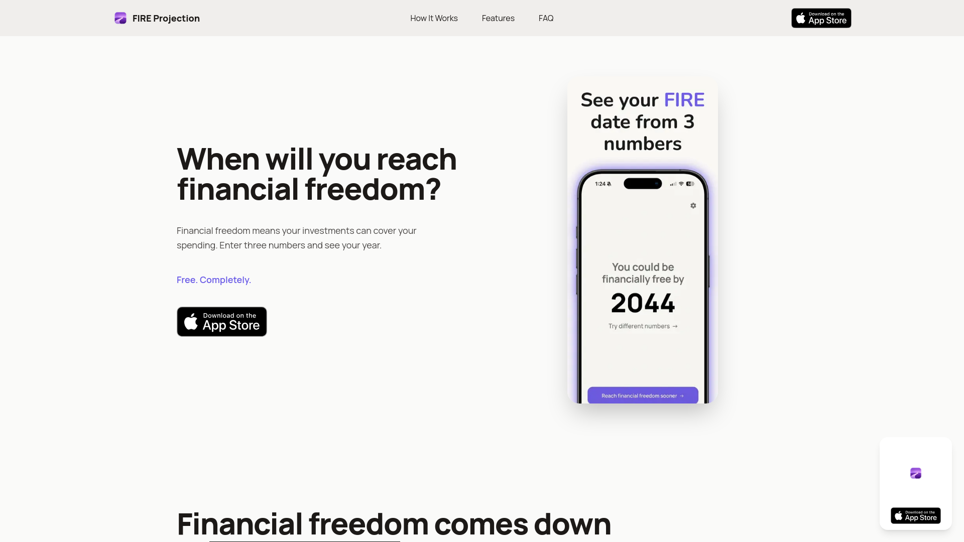 website screenshot of https://fireprojection.io