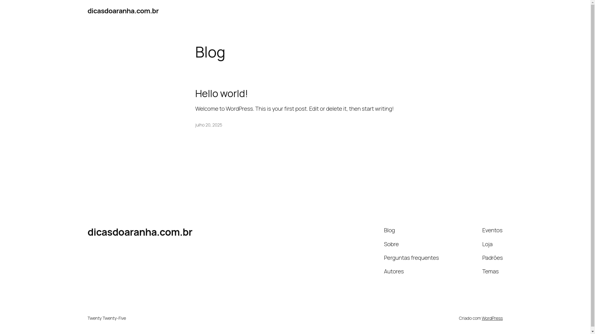 website screenshot of https://dicasdoaranha.com.br/