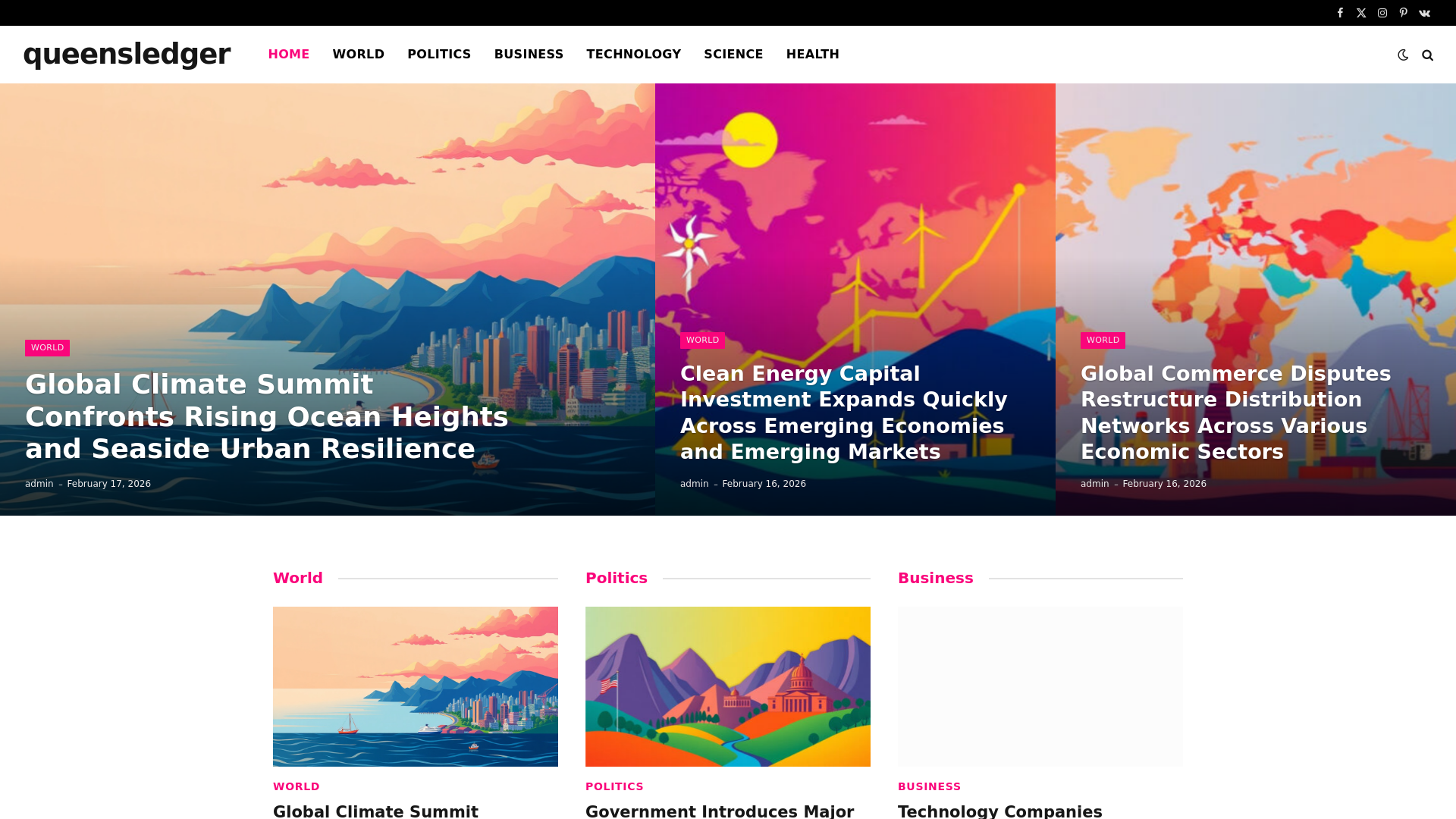 website screenshot of https://queensledger.co.uk/