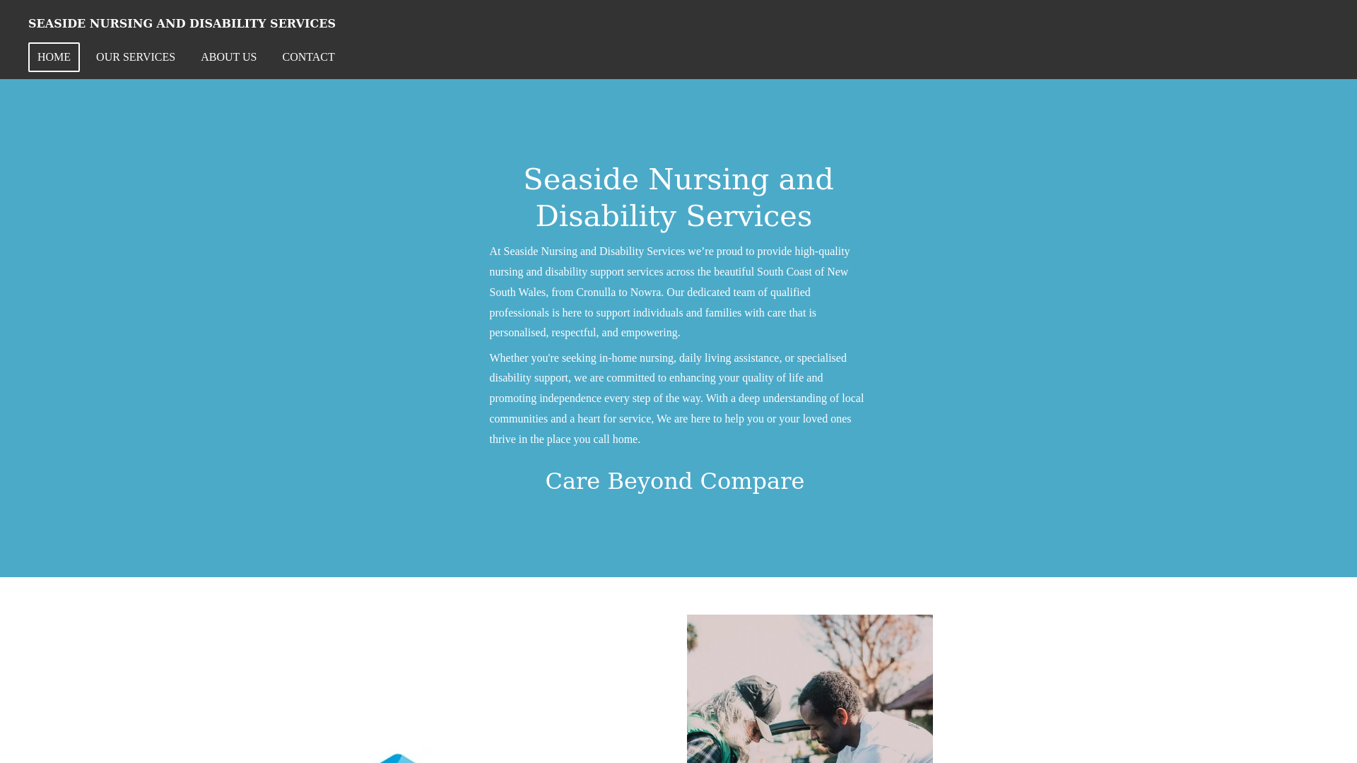 website screenshot of https://seasidenursinganddisabilityservices.com.au/