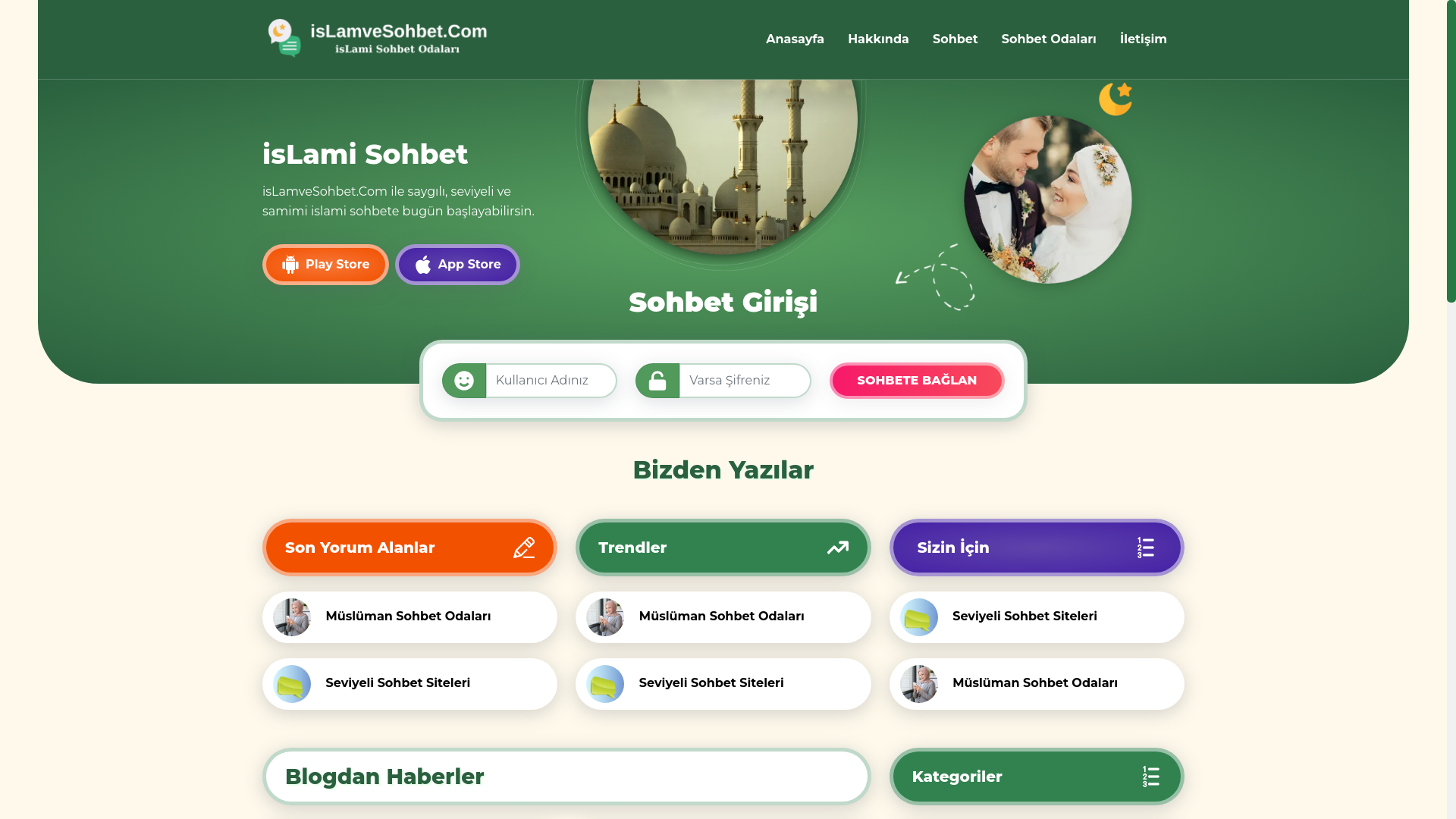 website screenshot of https://islamvesohbet.com/