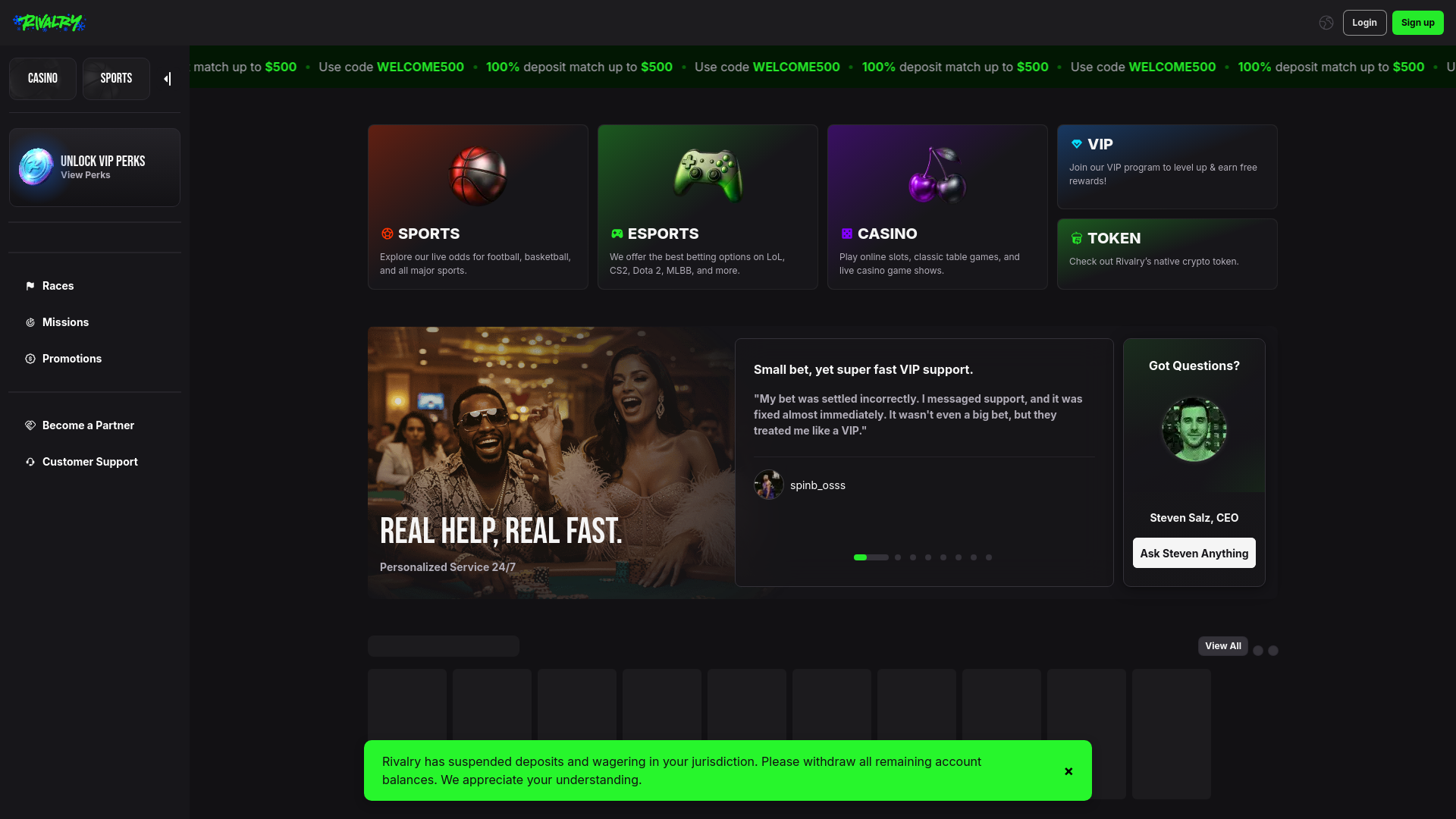 website screenshot of https://www.rivalry.com