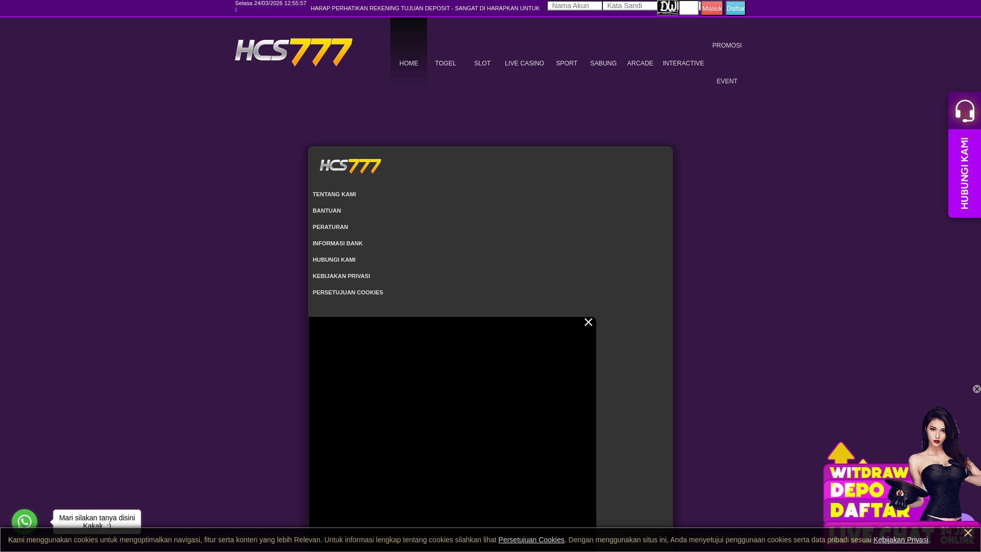 website screenshot of https://hcs777juara.com/