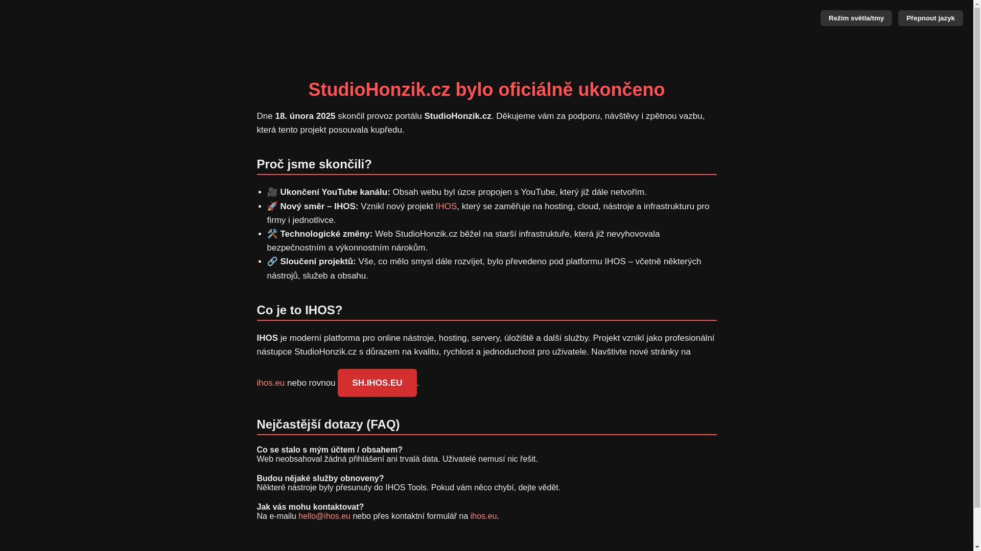 website screenshot of https://studiohonzik.pages.dev/