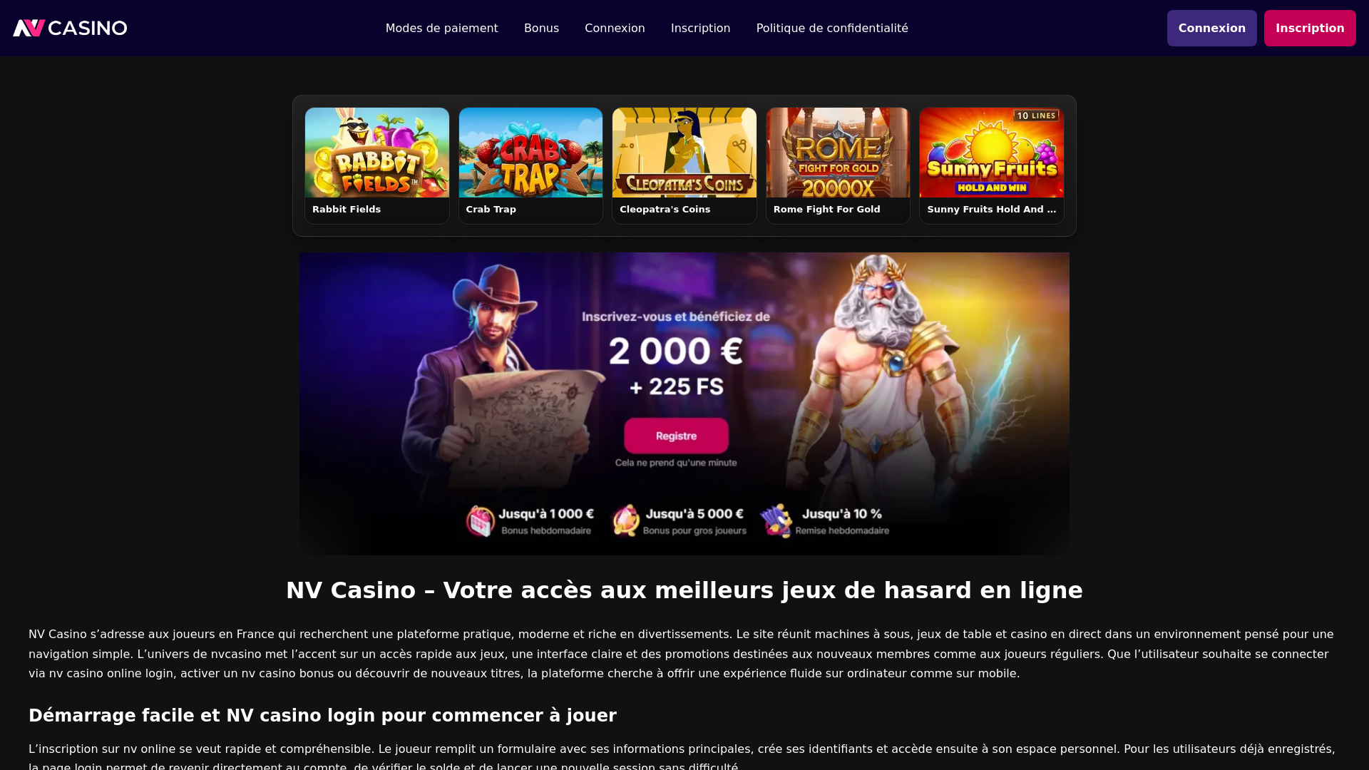 website screenshot of https://nvcasinoplay.online/