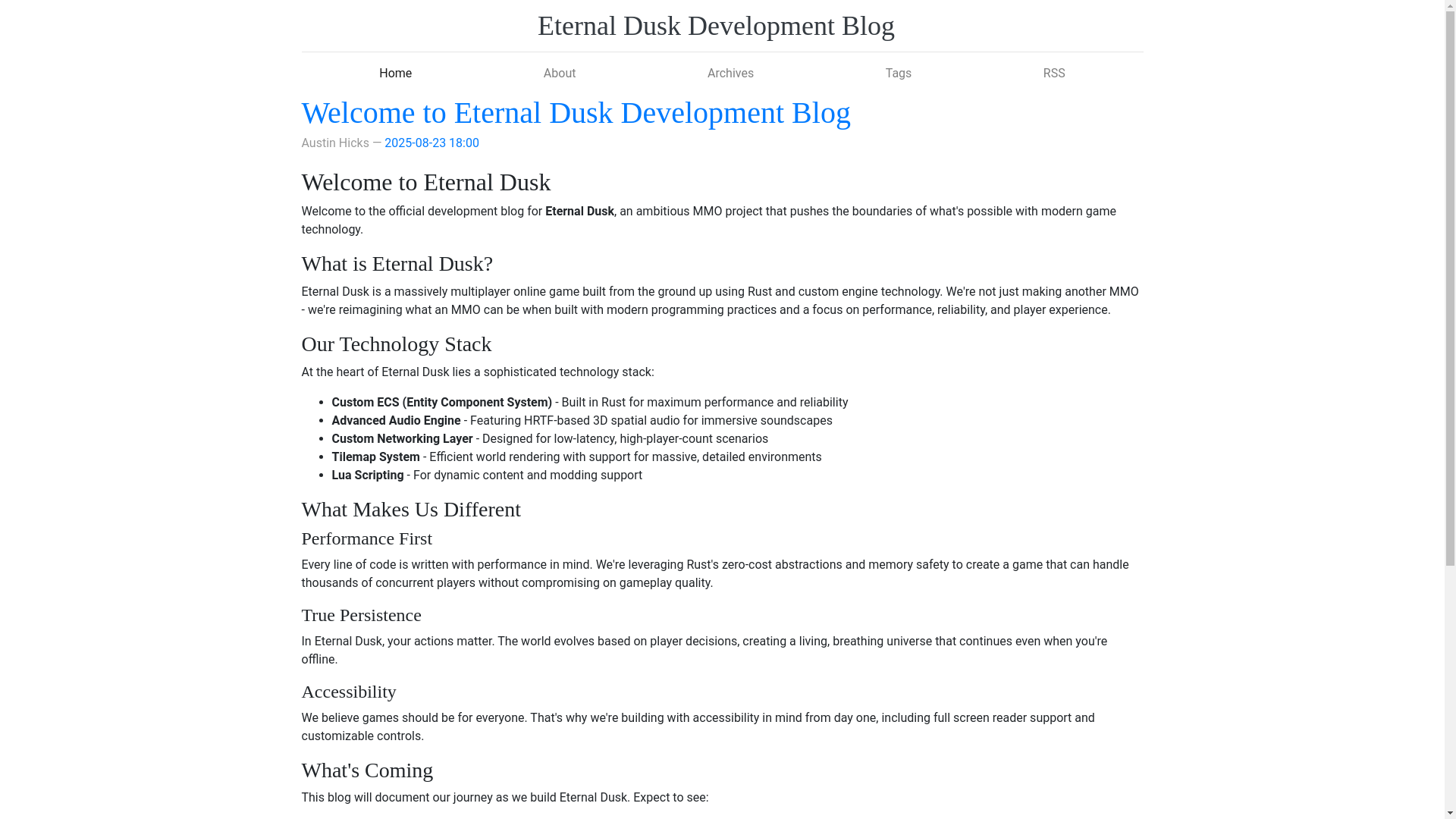website screenshot of https://eternaldusk.pages.dev/
