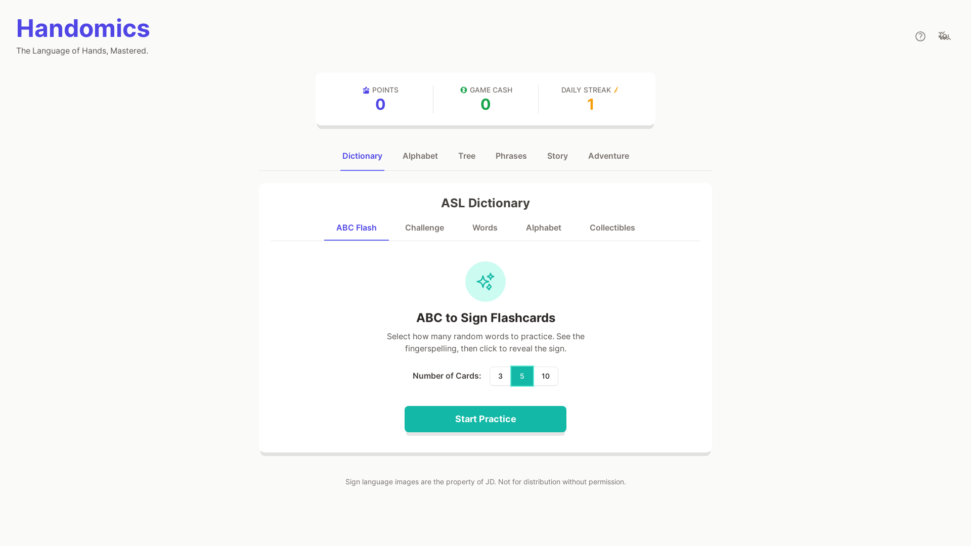 website screenshot of https://handomics.org/