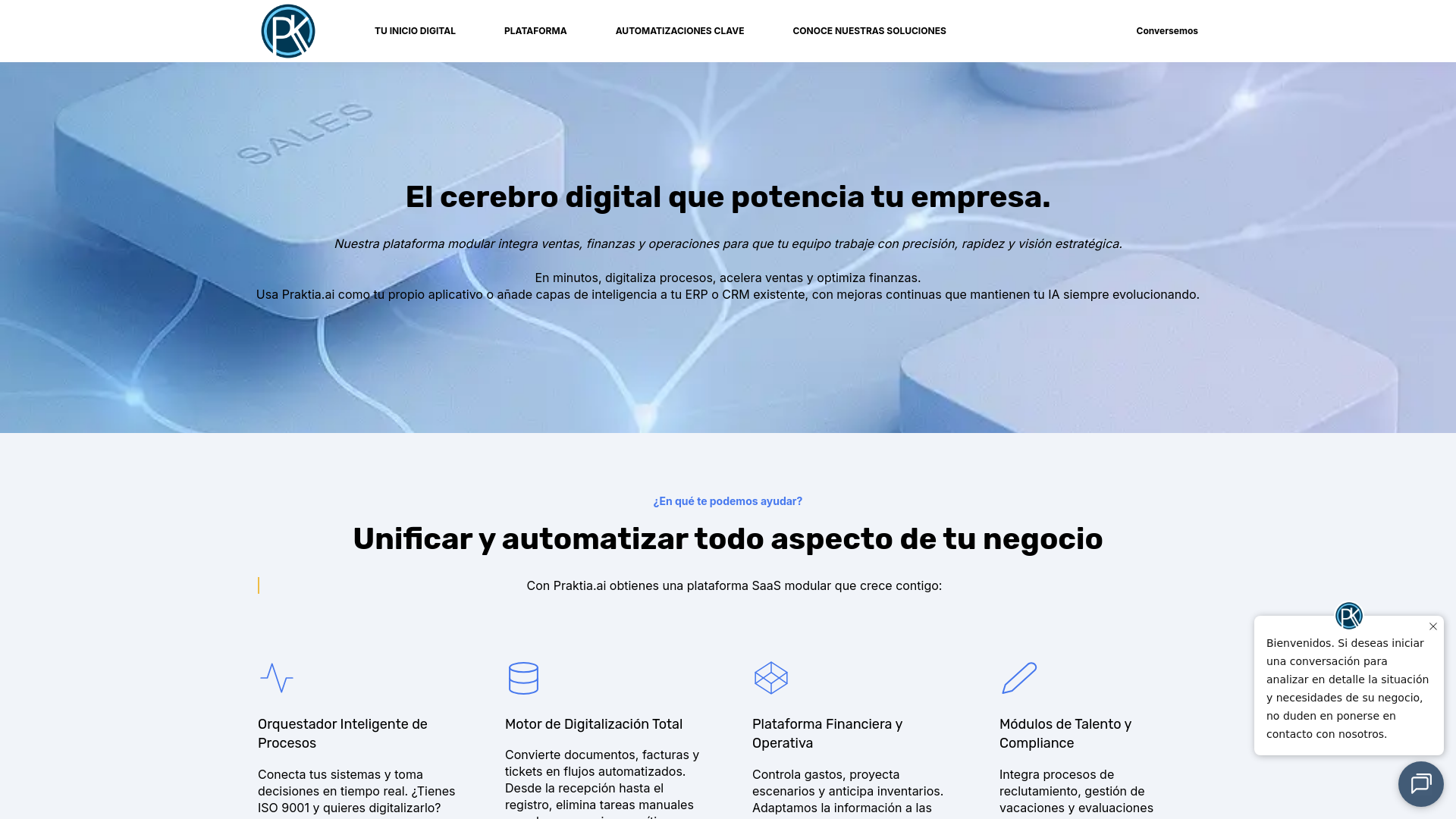 website screenshot of https://praktia.app/