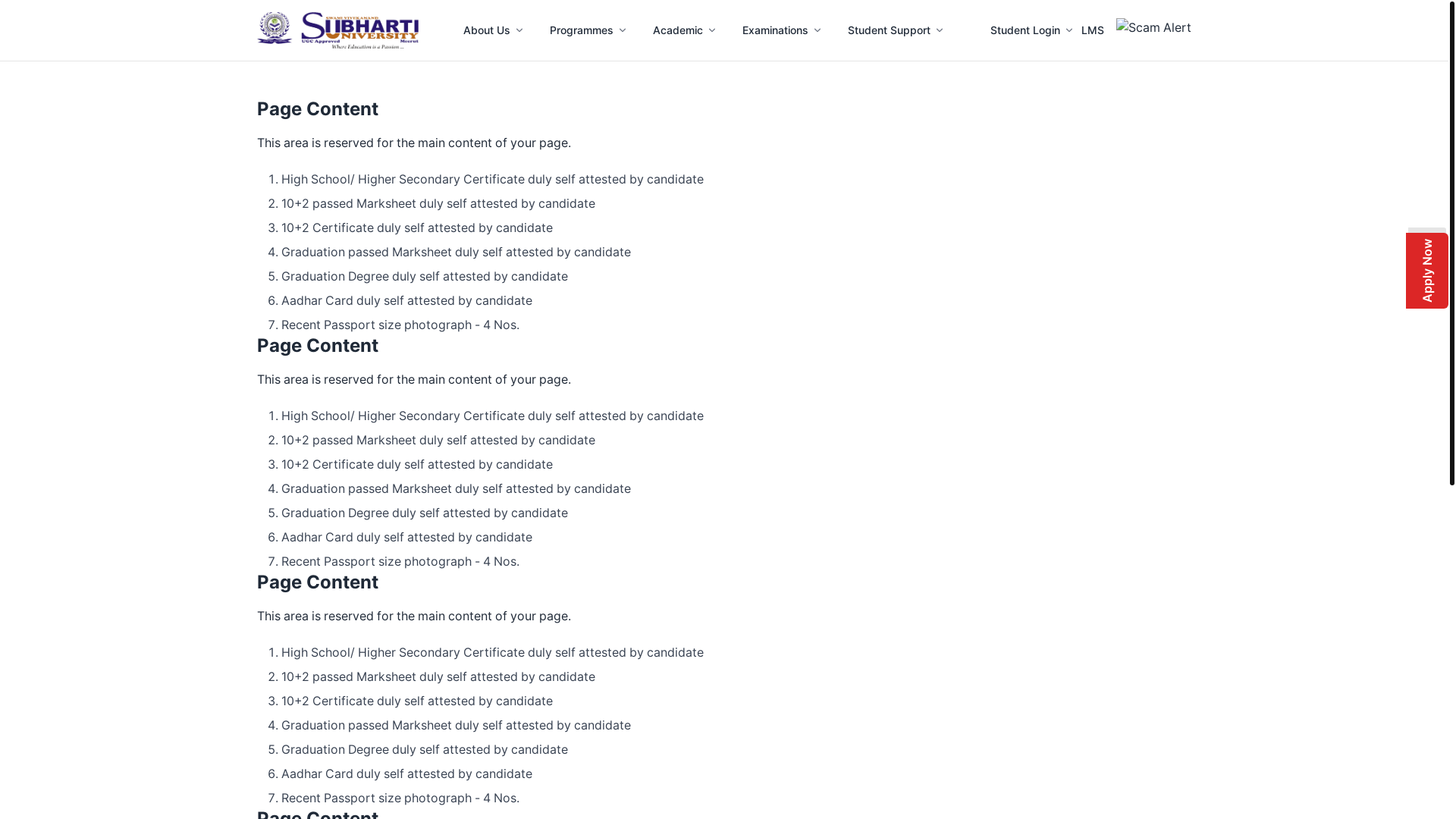 website screenshot of https://subhartiuniversity.online/