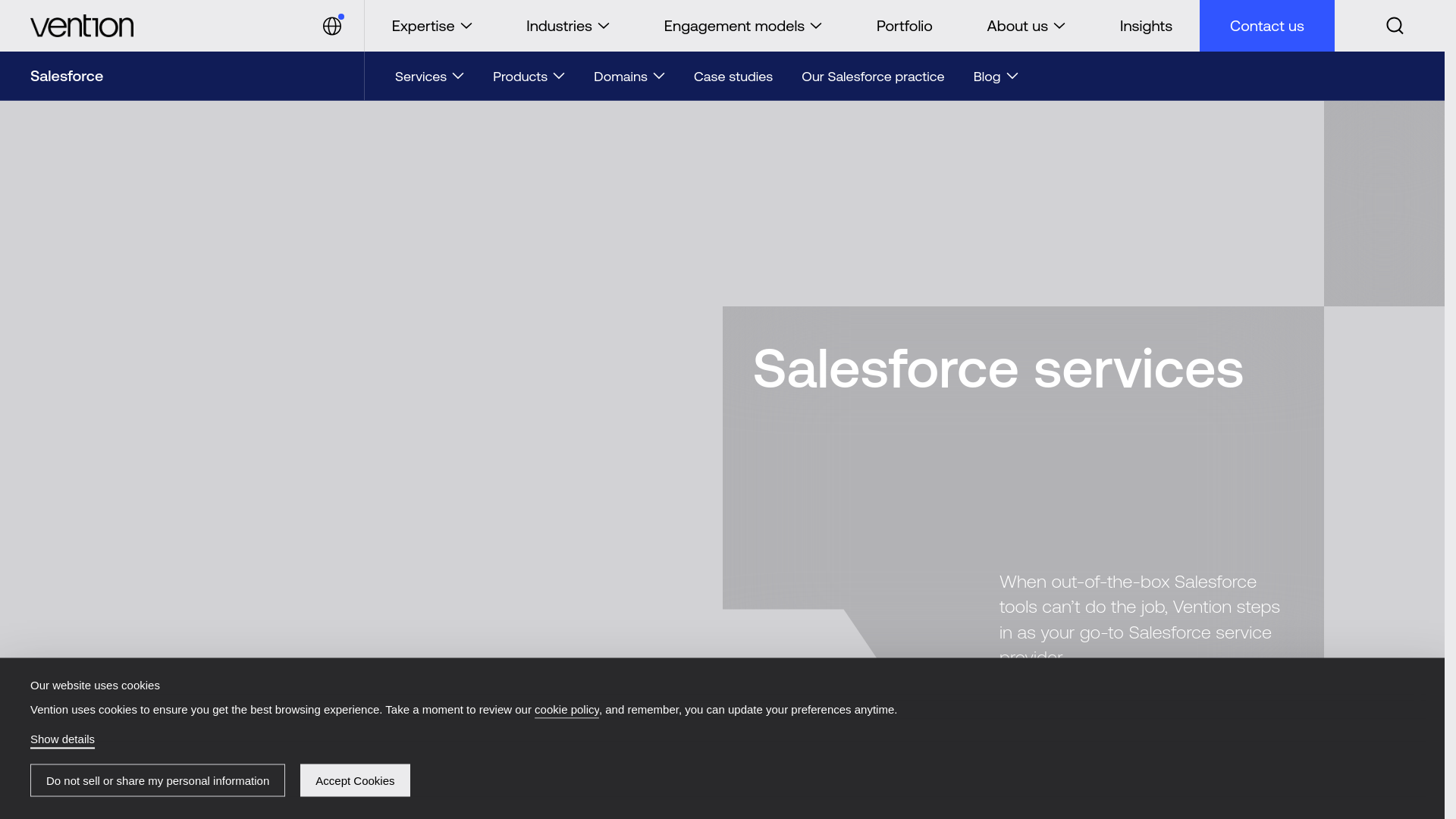 website screenshot of https://ventionteams.com/salesforce/