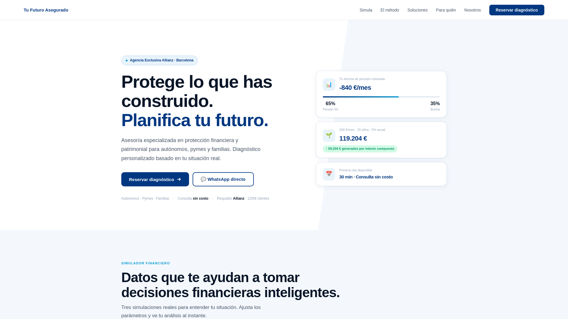 website screenshot of https://tufuturoasegurado.pages.dev/