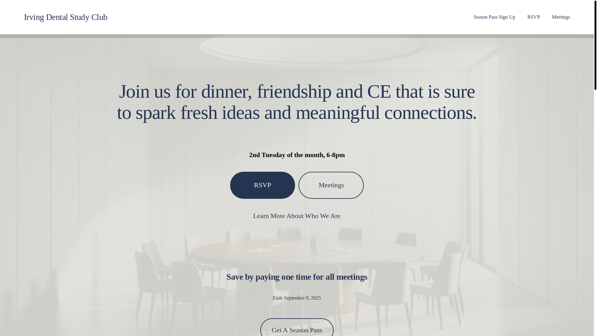 website screenshot of https://irvingdentalstudyclub.com/