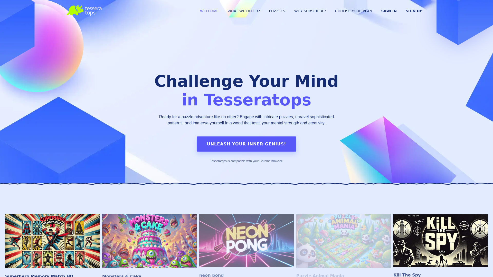website screenshot of https://tesseratops.com