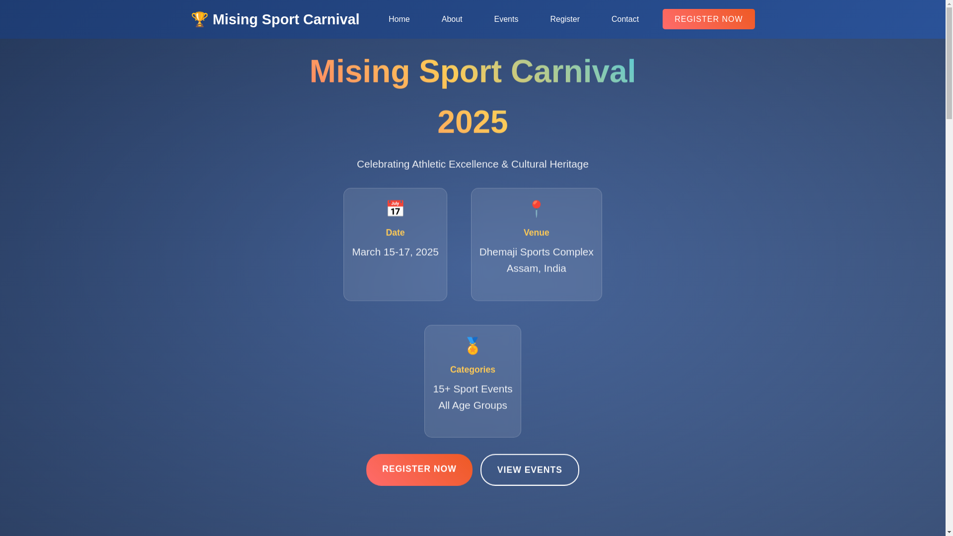 website screenshot of https://misingsportscarnival.org/