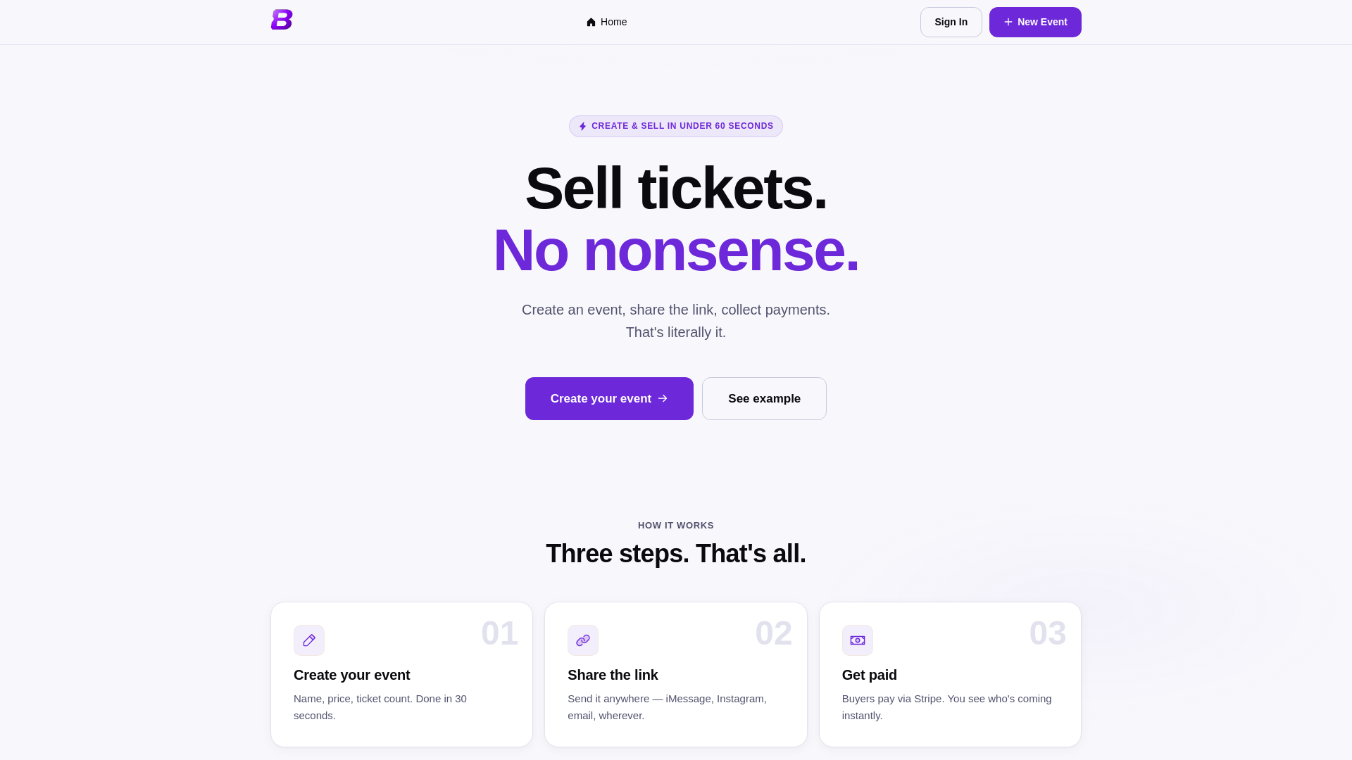 website screenshot of https://boleto-events.com