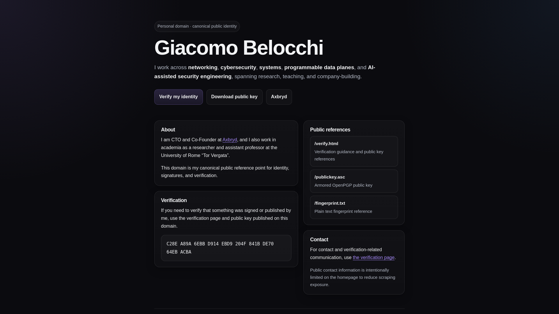 website screenshot of https://giacomobelocchi.com/