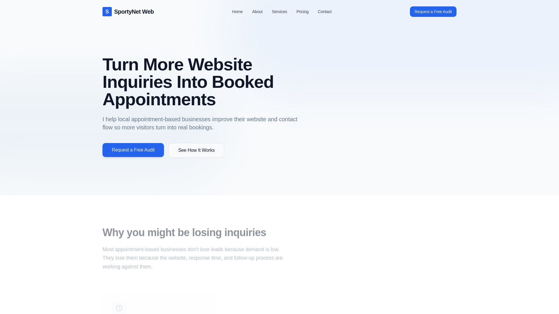 website screenshot of https://sportynet.cloud