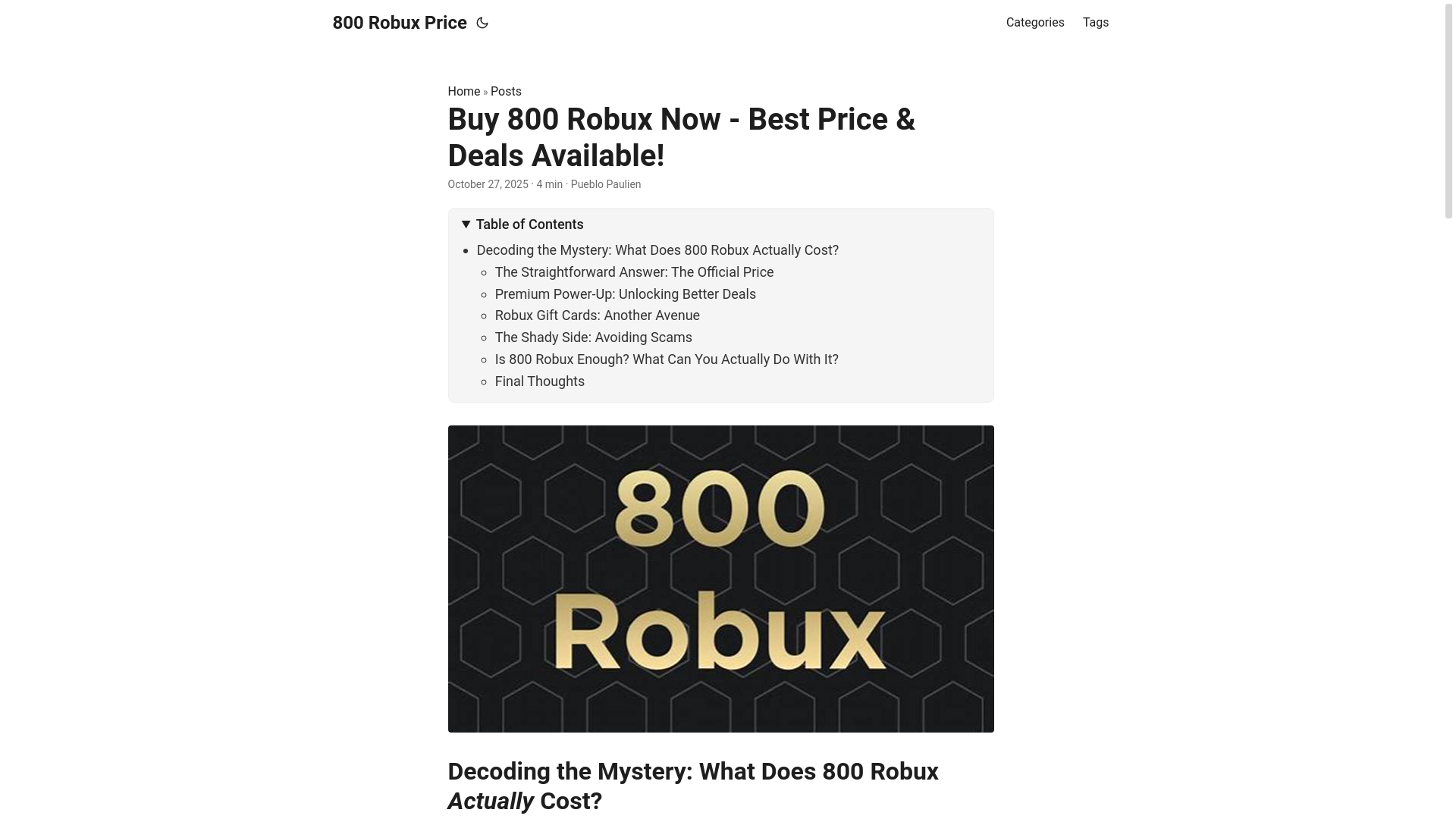 website screenshot of https://800-robux-price.pages.dev/