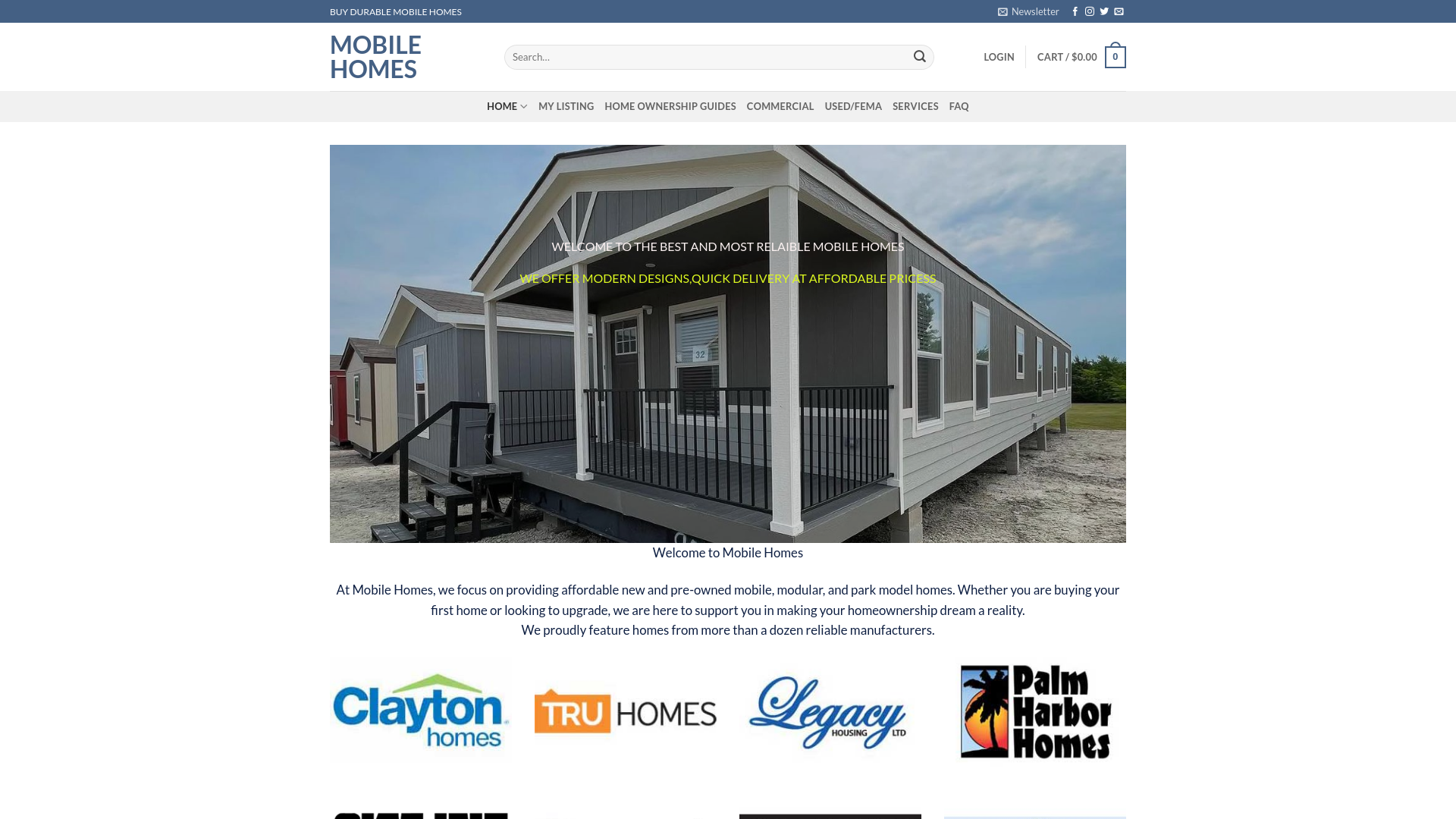 website screenshot of https://tinymobilehomess.com/
