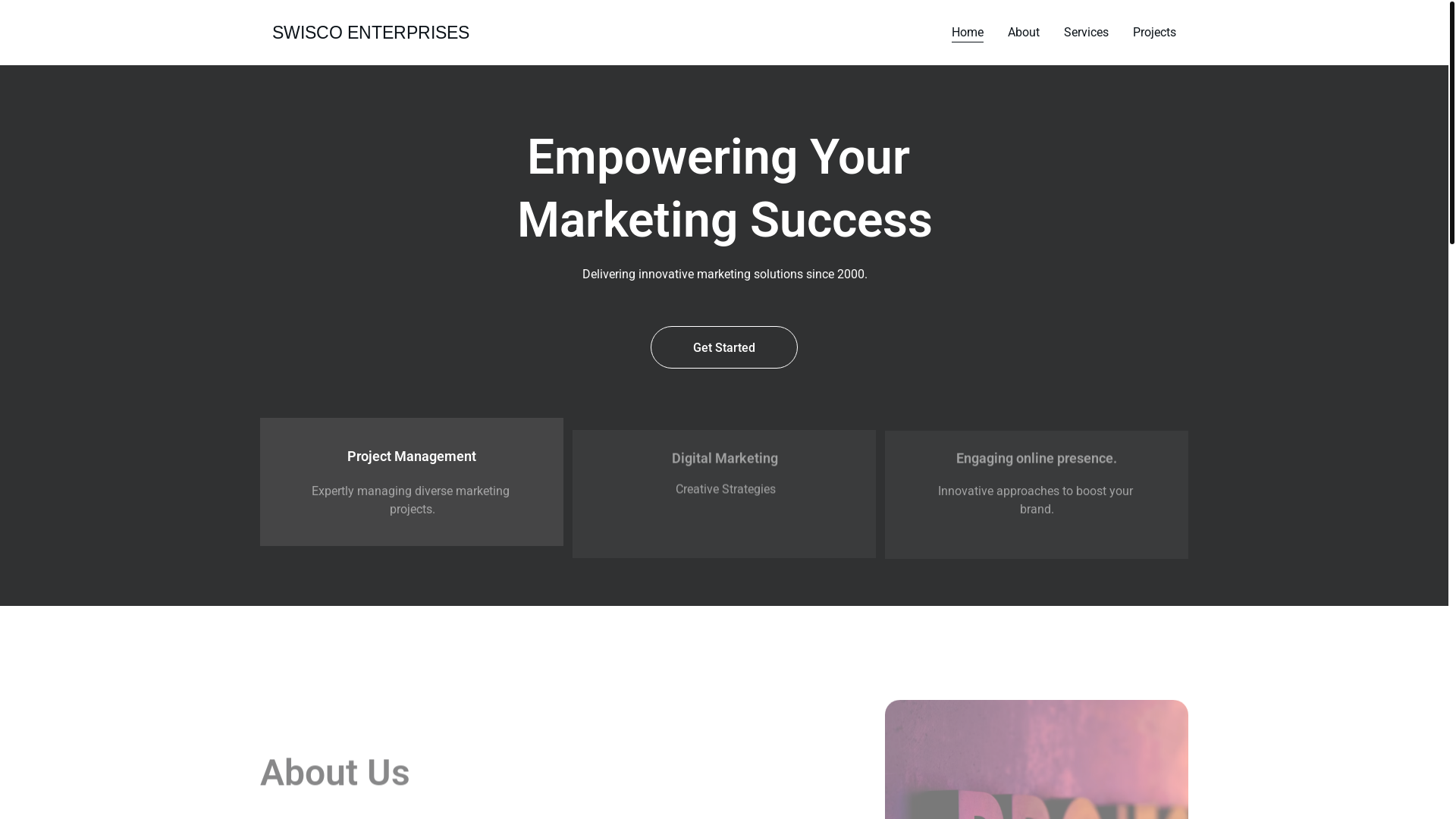 website screenshot of https://swiscoenterprises.com/