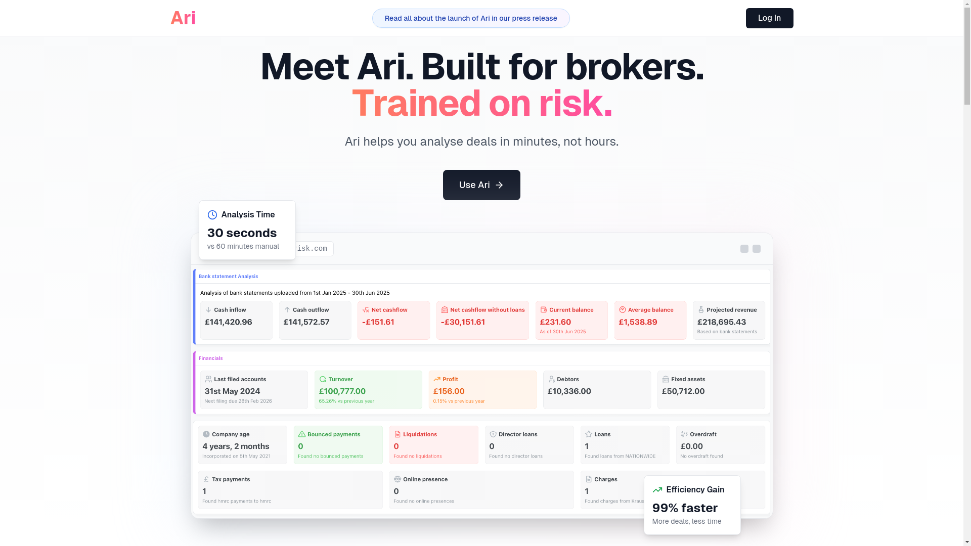 website screenshot of https://meetari.co/