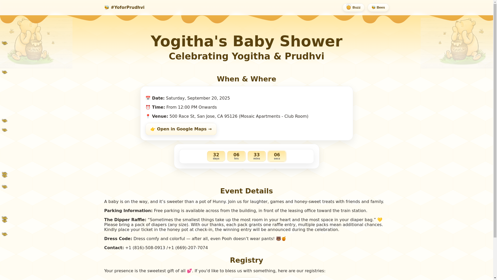 website screenshot of https://yogithababyshower.pages.dev/