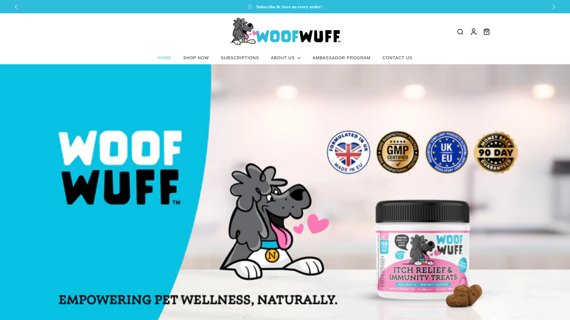 website screenshot of https://woofwuffpetcare.co.uk