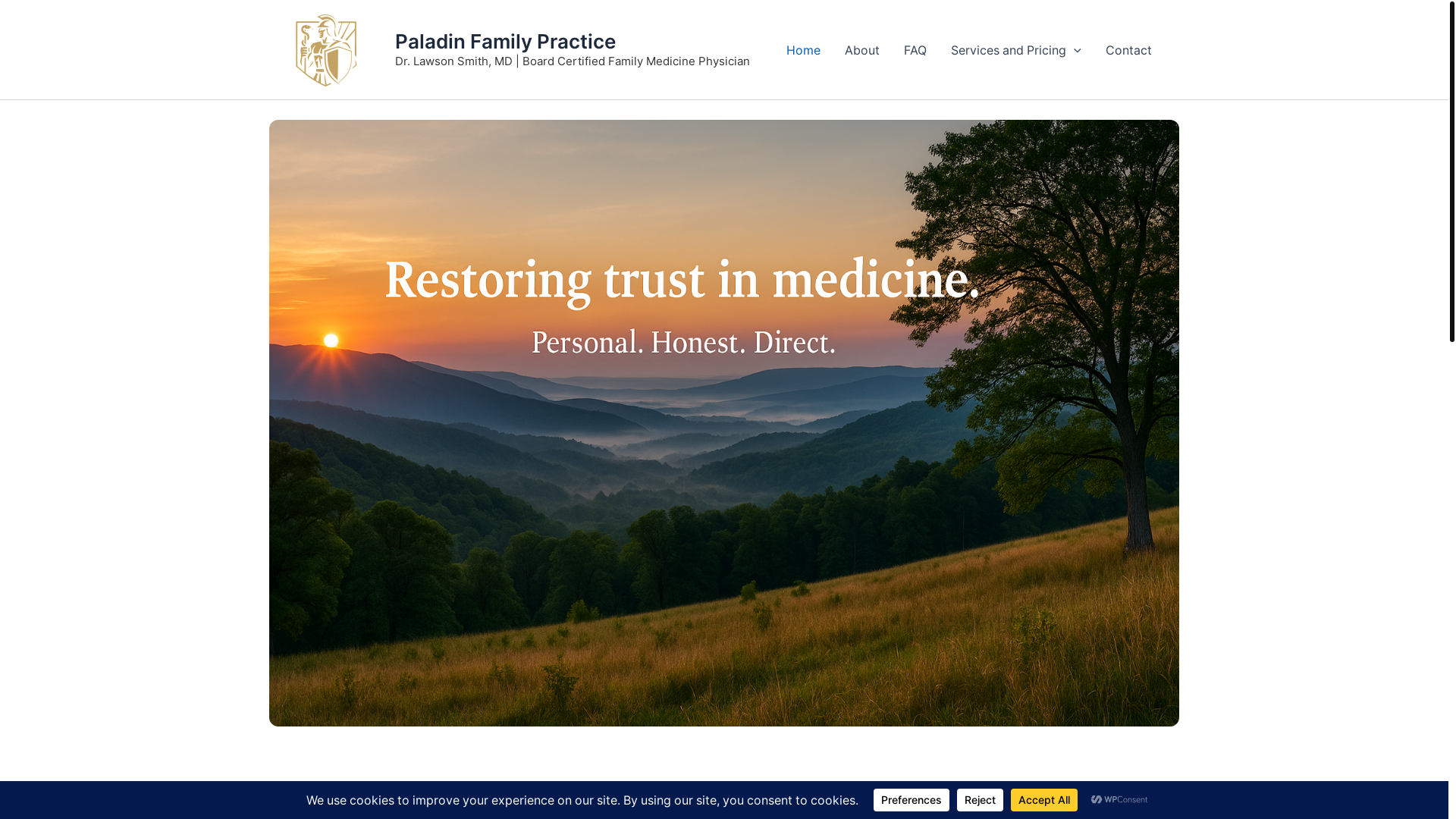 website screenshot of https://paladindirectprimarycare.com/